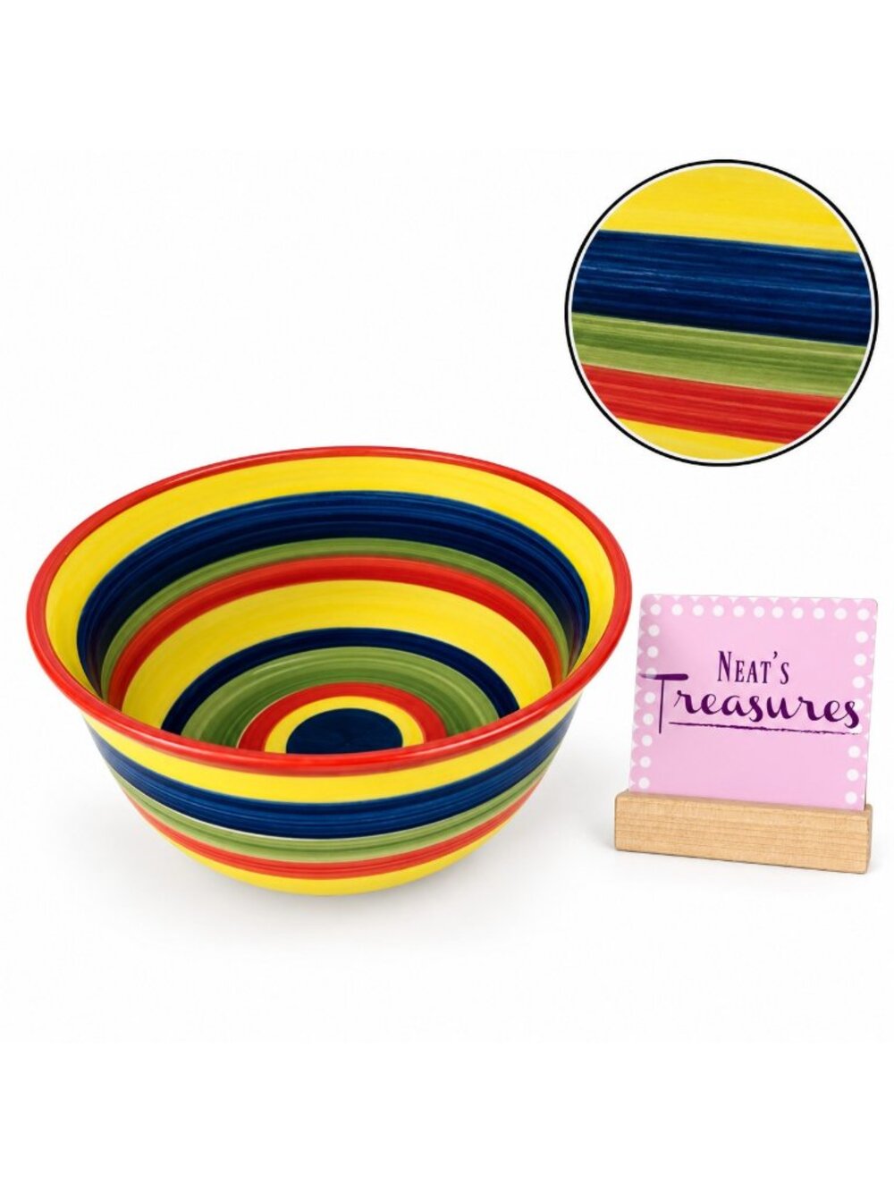 Tabletops MUTILCOLOR SWIRL Blue HandPainted Stoneware 6 1/2" Coupe Cereal Bowl
